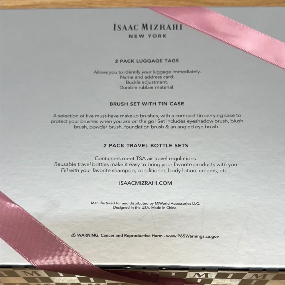Isaac Mizrahi Pink and Black Ultimate Essentials Travel Set Gift Ready Vacation